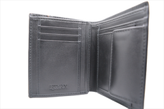 Black leather wallet with 'Lethrix' branding on a white background