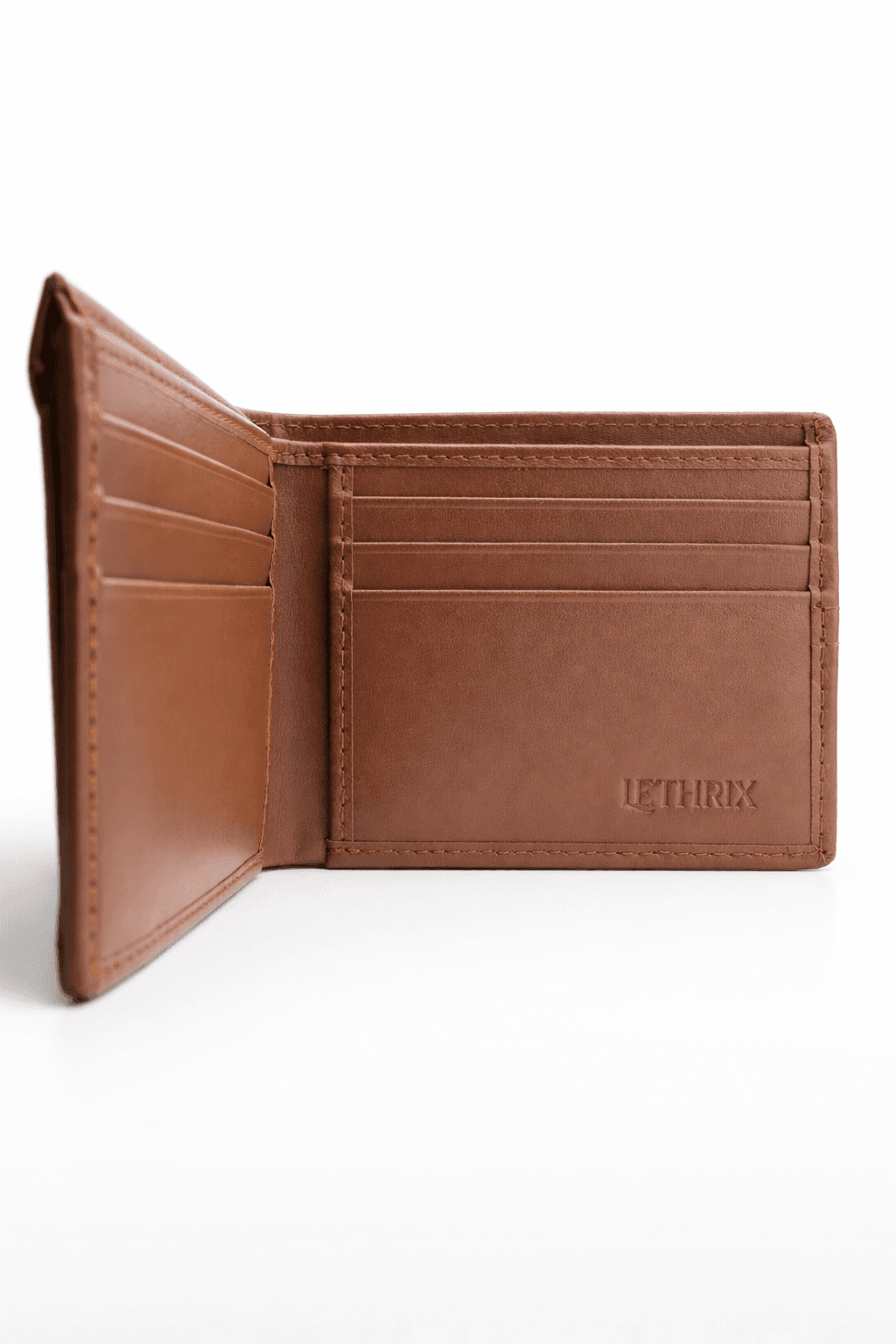 men's bifold tan brown leather wallet
