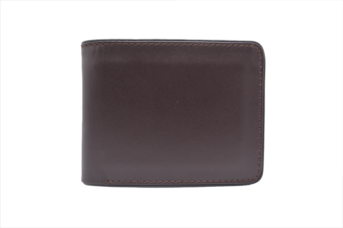 Brown leather wallet on a white background